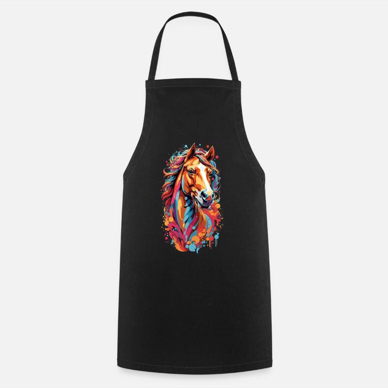 Tempête de couleurs Tête de cheval - Tablier de cuisine - noir