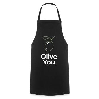 Olive You – Clean Minimal - Cooking Apron - black - Front - AI Model Male 185 dark (185cm)