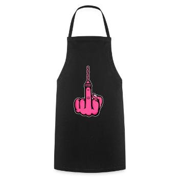 Fuck You Bohrer – Rosa Mittelfinger - Kochschürze - Schwarz - Vorne - AI Model Male 185 dark (185cm)