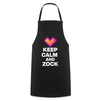 KEEP CALM AND ZOCK! 8 BIT LIEBE RETRO GESCHENK w - Kochschürze - Schwarz - Vorne - AI Model Male 185 dark (185cm)