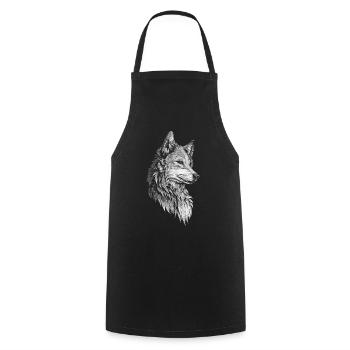 Wolf Kopf Realistisch - Kochschürze - Schwarz - Vorne - AI Model Male 185 dark (185cm)