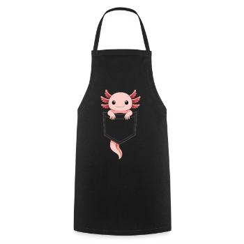 Mignon Axolotl qui sort de sa poche - Tablier de cuisine - noir - Devant - AI Model Male 185 dark (185cm)