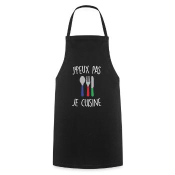 J'peux pas je cuisine - Tablier de cuisine - noir - Devant - AI Model Male 185 dark (185cm)