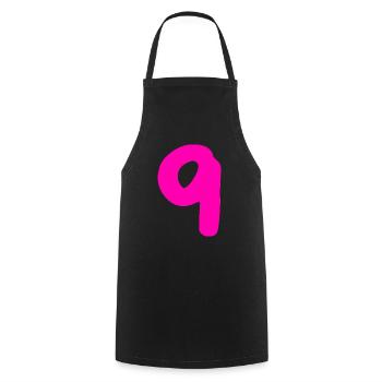 9 ans anniversaire rose - Tablier de cuisine - noir - Devant - AI Model Male 185 dark (185cm)