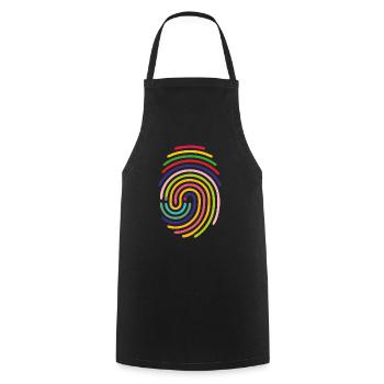 rainbow spiral lines. - Cooking Apron - black - Front - AI Model Male 185 dark (185cm)