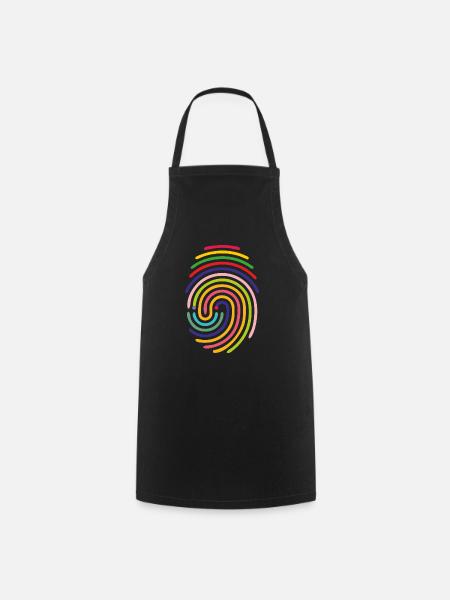 rainbow spiral lines. - Cooking Apron - black