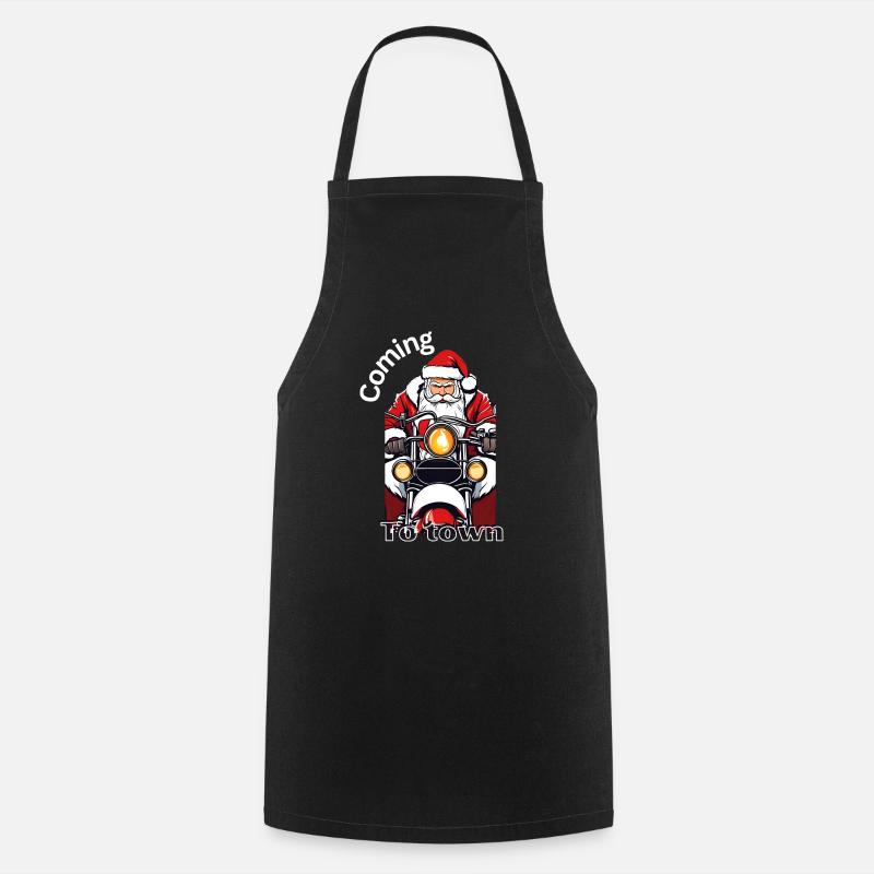 Père Noël à moto - Tablier de cuisine - noir