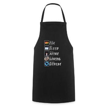 Anime & Gaming Lifestyle - 'Eat, Sleep, Anime - Cooking Apron - black - Front - AI Model Male 185 dark (185cm)