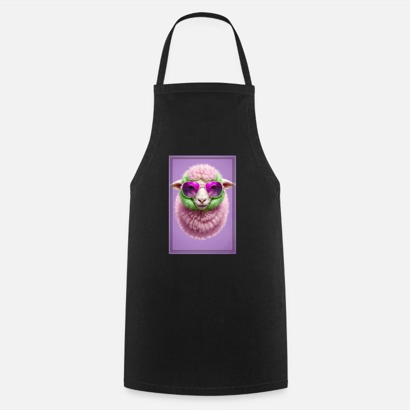Cute sheep with sunglasses - Cooking Apron - black