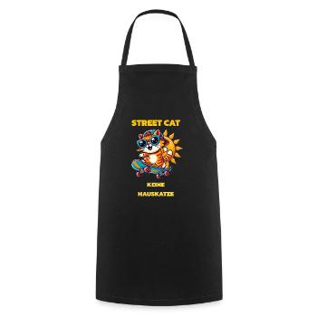 STREET CAT - Cooking Apron - black - Front - AI Model Male 185 dark (185cm)