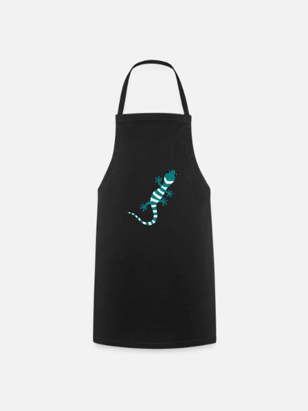 Gecko Salamander Lizard Reptile climbing gift - Cooking Apron - black
