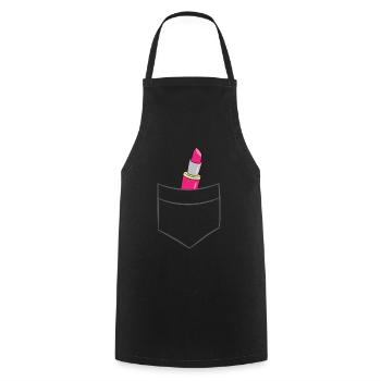 Lipstick - In chest pocket / shirt pocket - Cooking Apron - black - Front - AI Model Male 185 dark (185cm)