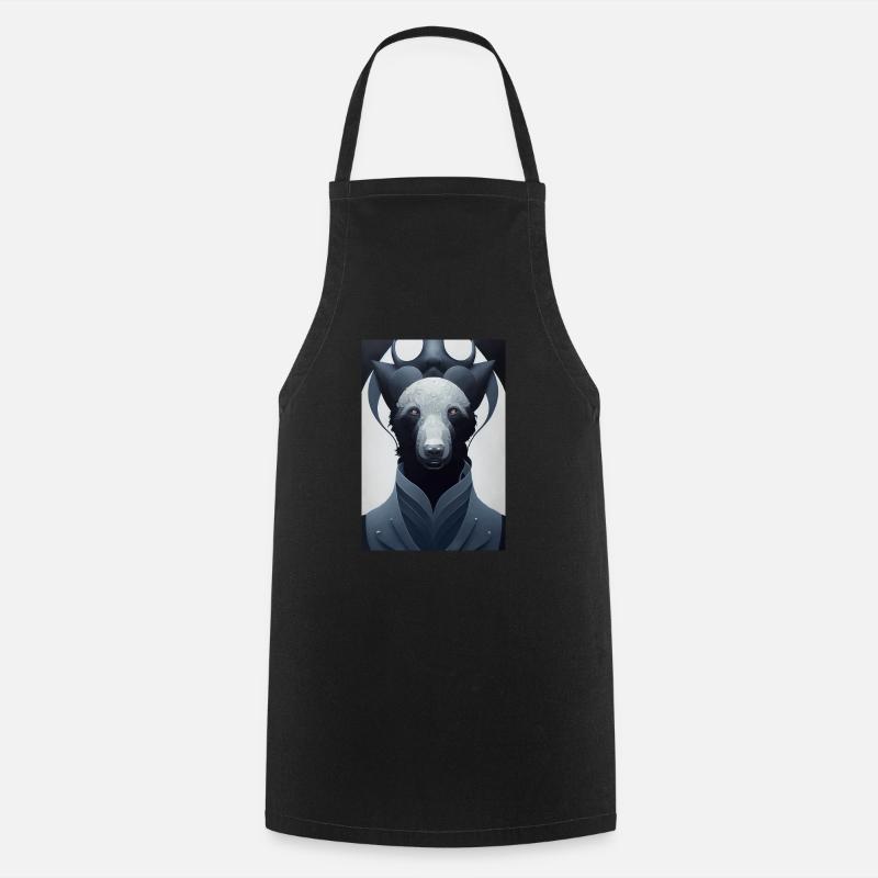Panda Bear Polar Bear Comic Portrait - Cooking Apron - black