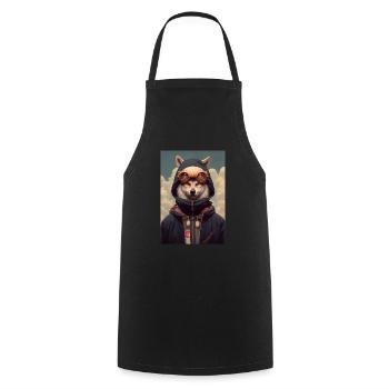 Flyer Masque de Loup - Tablier de cuisine - noir - Devant - AI Model Male 185 dark (185cm)