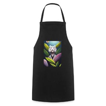 Tropical Lion White - Cooking Apron - black - Front - AI Model Male 185 dark (185cm)