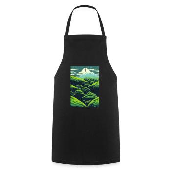 Landscape Japan Meadow Green Flowers Mountain Comic - Cooking Apron - black - Front - AI Model Male 185 dark (185cm)