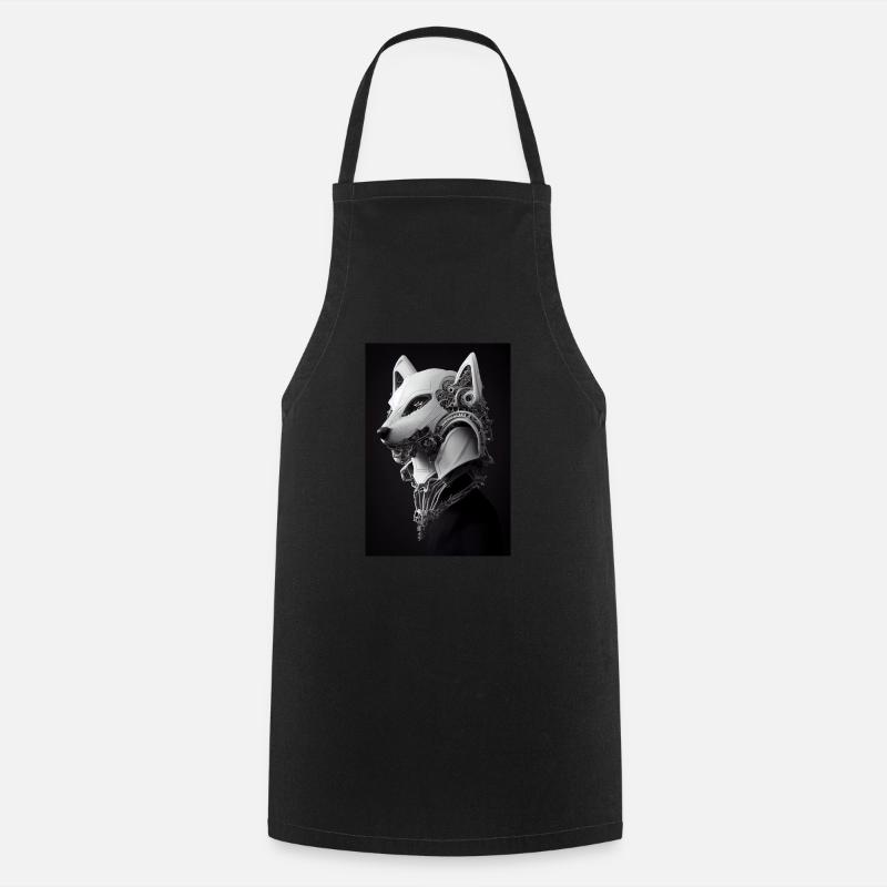 Wolf Metal Tattoo Black White - Cooking Apron - black