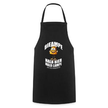 Bieampe, halb Bier halb Lampe aus den Siebzigern - Kochschürze - Schwarz - Vorne - AI Model Male 185 dark (185cm)