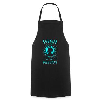 Yoga, Spruch für Yogis, yoga is my passion - Kochschürze - Schwarz - Vorne - AI Model Male 185 dark (185cm)