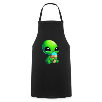 Alien Green Alien Ice Crème glacée molle Crème glacée bleue - Tablier de cuisine - noir - Devant - AI Model Male 185 dark (185cm)