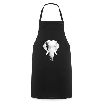 Polygon Design Elefant Tierkopf schwarz weiß - Kochschürze - Schwarz - Vorne - AI Model Male 185 dark (185cm)