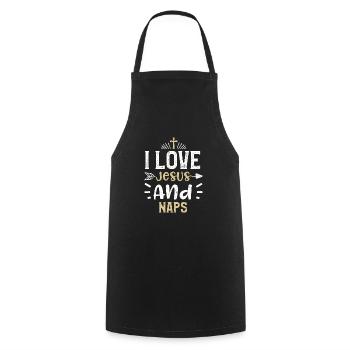 I Love Jesus And Naps - Jesus - Cooking Apron - black - Front - AI Model Male 185 dark (185cm)