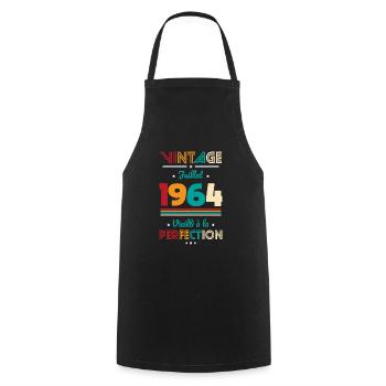 60th Anniversary - Vintage - July 1964 - Cooking Apron - black - Front - AI Model Male 185 dark (185cm)