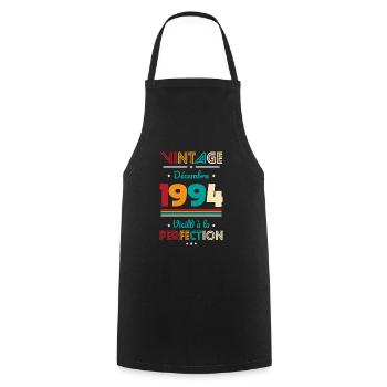 30 Year Anniversary - Vintage - December 1994 - Cooking Apron - black - Front - AI Model Male 185 dark (185cm)