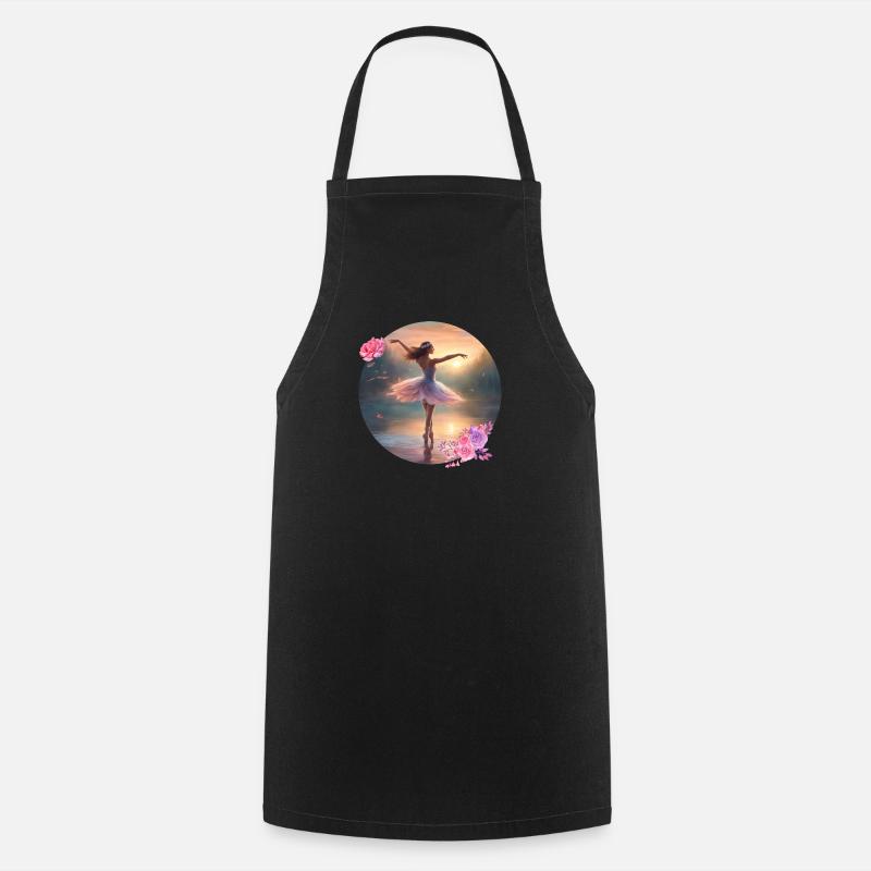 Dancing ballerina on the lake 1 - Cooking Apron - black