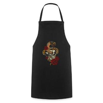 Totenkopf Hardrock Biker - Kochschürze - Schwarz - Vorne - AI Model Male 185 dark (185cm)