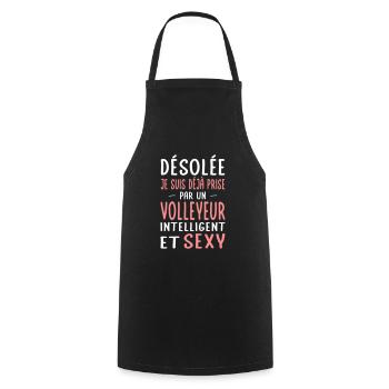 Désolée déjà prise par un volleyeur sexy - Tablier de cuisine - noir - Devant - AI Model Male 185 dark (185cm)