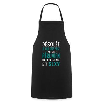 Désolée déjà prise par un Péruvien sexy - Tablier de cuisine - noir - Devant - AI Model Male 185 dark (185cm)