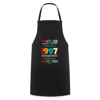 Anniversaire 25 ans - Décembre 1997 Vintage - Tablier de cuisine - noir - Devant - AI Model Male 185 dark (185cm)