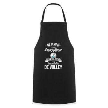 Sous-estimer un trentenaire avec ballon de volley - Tablier de cuisine - noir - Devant - AI Model Male 185 dark (185cm)