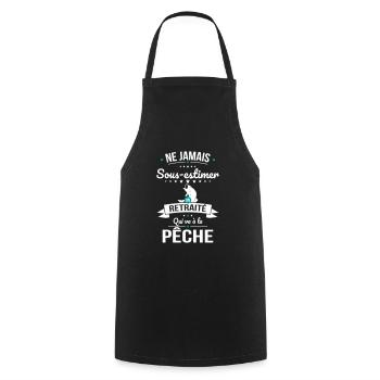 Sous-estimer un retraité qui va à la pêche - Tablier de cuisine - noir - Devant - AI Model Male 185 dark (185cm)