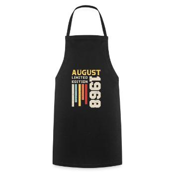 August 1968 - Birthday Gift August 1968 August - Cooking Apron - black - Front - AI Model Male 185 dark (185cm)