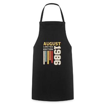 August 1986 - Birthday Gift August 1986 August - Cooking Apron - black - Front - AI Model Male 185 dark (185cm)