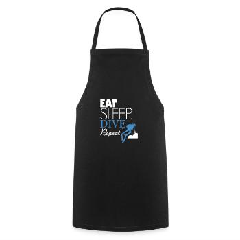 Eat Sleep Dive Répétez plongeurs - Tablier de cuisine - noir - Devant - AI Model Male 185 dark (185cm)