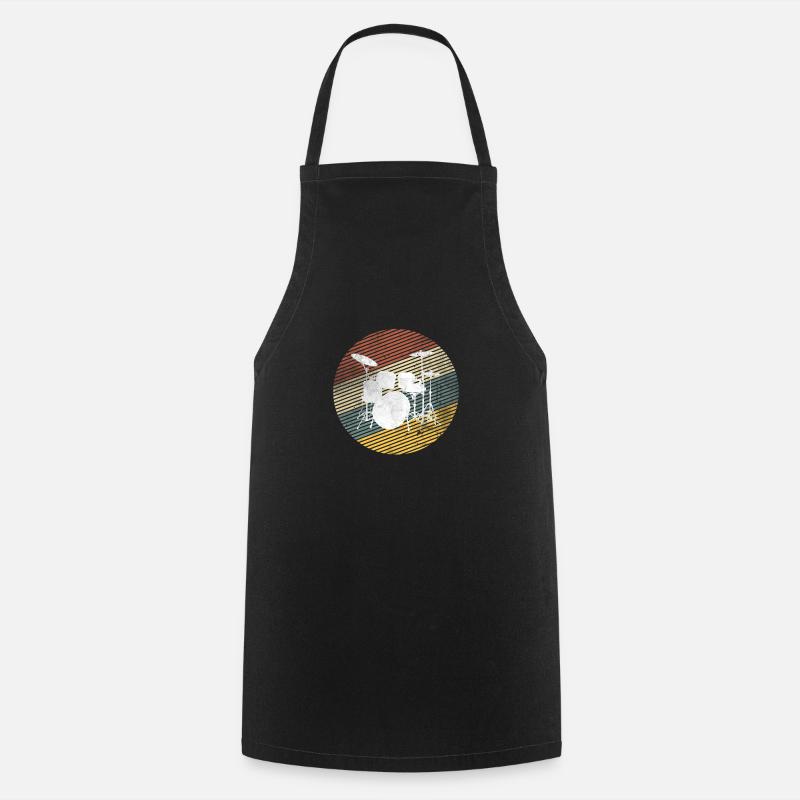 Vintage retro drummer drummer - Cooking Apron - black