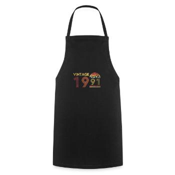 Vintage 1991 30e anniversaire T-Shirt cadeau montagne - Tablier de cuisine - noir - Devant - AI Model Male 185 dark (185cm)