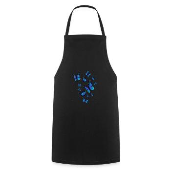 Blue Butterfly Art Garden Nature - Cooking Apron - black - Front - AI Model Male 185 dark (185cm)