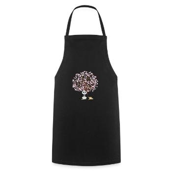 Cherry Blossom Panda Japanese Tree Sakura - Cooking Apron - black - Front - AI Model Male 185 dark (185cm)