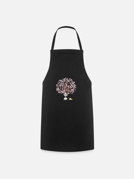Fleur de cerisier Panda Arbre japonais Sakura - Tablier de cuisine - noir