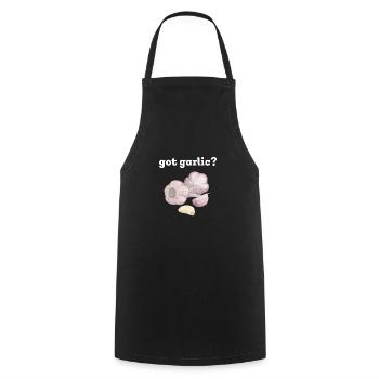 Cuisine amusante gousse d’ail oignons - Tablier de cuisine - noir - Devant - AI Model Male 185 dark (185cm)