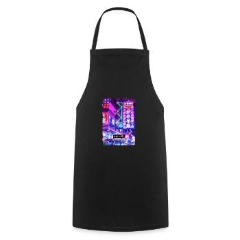 Japanese Aesthetic Streetwear Tokyo Vaporwave - Cooking Apron - black - Front - AI Model Male 185 dark (185cm)