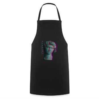 Ancient Greek Sculpture Vaporwave Statue Head - Cooking Apron - black - Front - AI Model Male 185 dark (185cm)