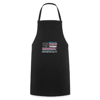 Drapeau des États-Unis Huma Trans LGBT Choose Equality - Tablier de cuisine - noir - Devant - AI Model Male 185 dark (185cm)