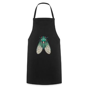 Vintage Green Cicada Insect Illustration - Cooking Apron - black - Front - AI Model Male 185 dark (185cm)