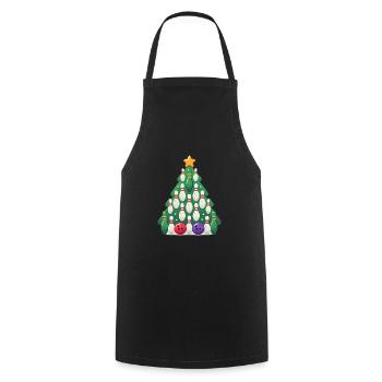Bowling Christmas Tree Holiday Design - Cooking Apron - black - Front - AI Model Male 185 dark (185cm)
