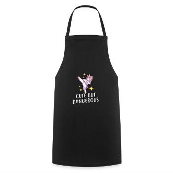 Karaté mignon mais licorne - Tablier de cuisine - noir - Devant - AI Model Male 185 dark (185cm)